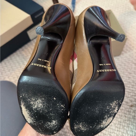 Burberry Brown Stiletto Heels with Iconic Plaid - Picture 4 of 5